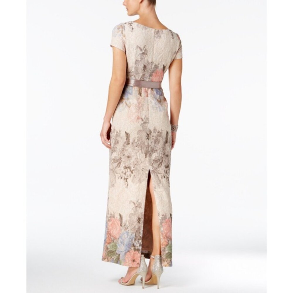 Adrianna Papell Floral Matelasse Column Gown Size 10 - Picture 6 of 16